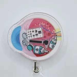 Anatomical Eye Optical Acrylic Shaker with Moving Charms Retractable Badge ID Reel Belt or Alligator Clip Perfect for Optometrist-Ophthalmology-Vision