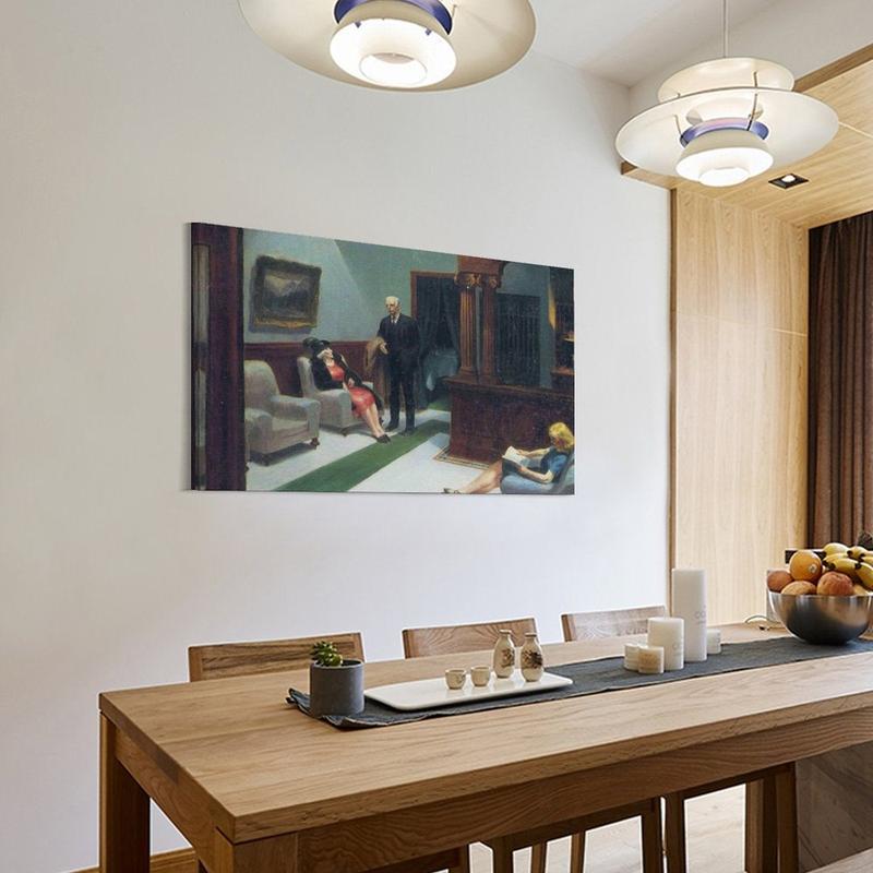 Hotel Lobby Edward Hopper Wall Art Poster Scroll Canvas Painting Picture Frame Living Room Decor Home