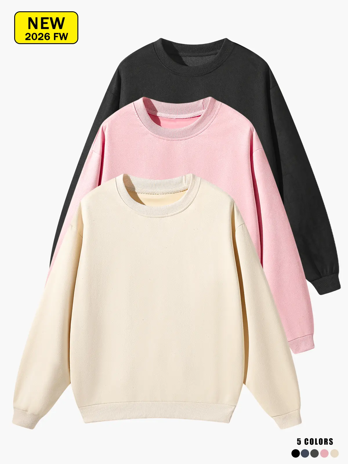 Men’s long-sleeve crewneck knit sweatshirt, loose and comfortable, warm and breathable base layer