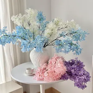 4-Pack Artificial Cherry Blossom Boughs, 37.4in Eco-Friendly Plastic, Long-Lasting Blue-Toned Decor, Home Wedding Party Decoration