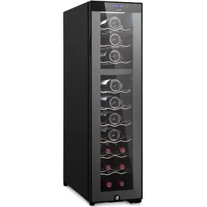 Dual-Zone Wine Cooler, 27-Bottle Capacity, Digital Control, Glass Door