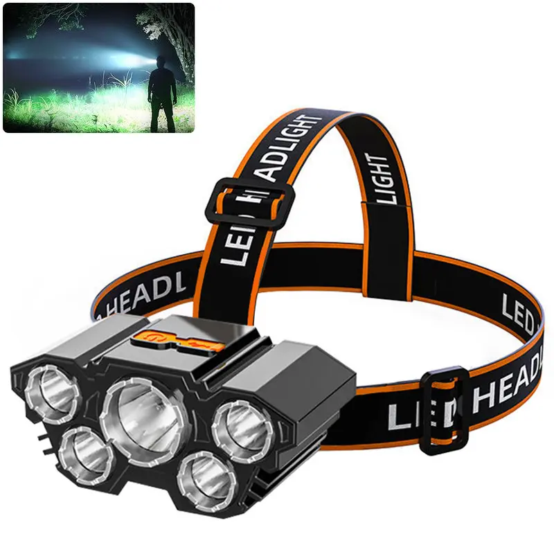 150000 lumen rechargeable headlamp-60H long battery life detachable, 5 modes super bright 50W bulb IP68 waterproof 90 ° adjustable sensor headlight for outdoor camping fishing running hunting Tactical Flashlight