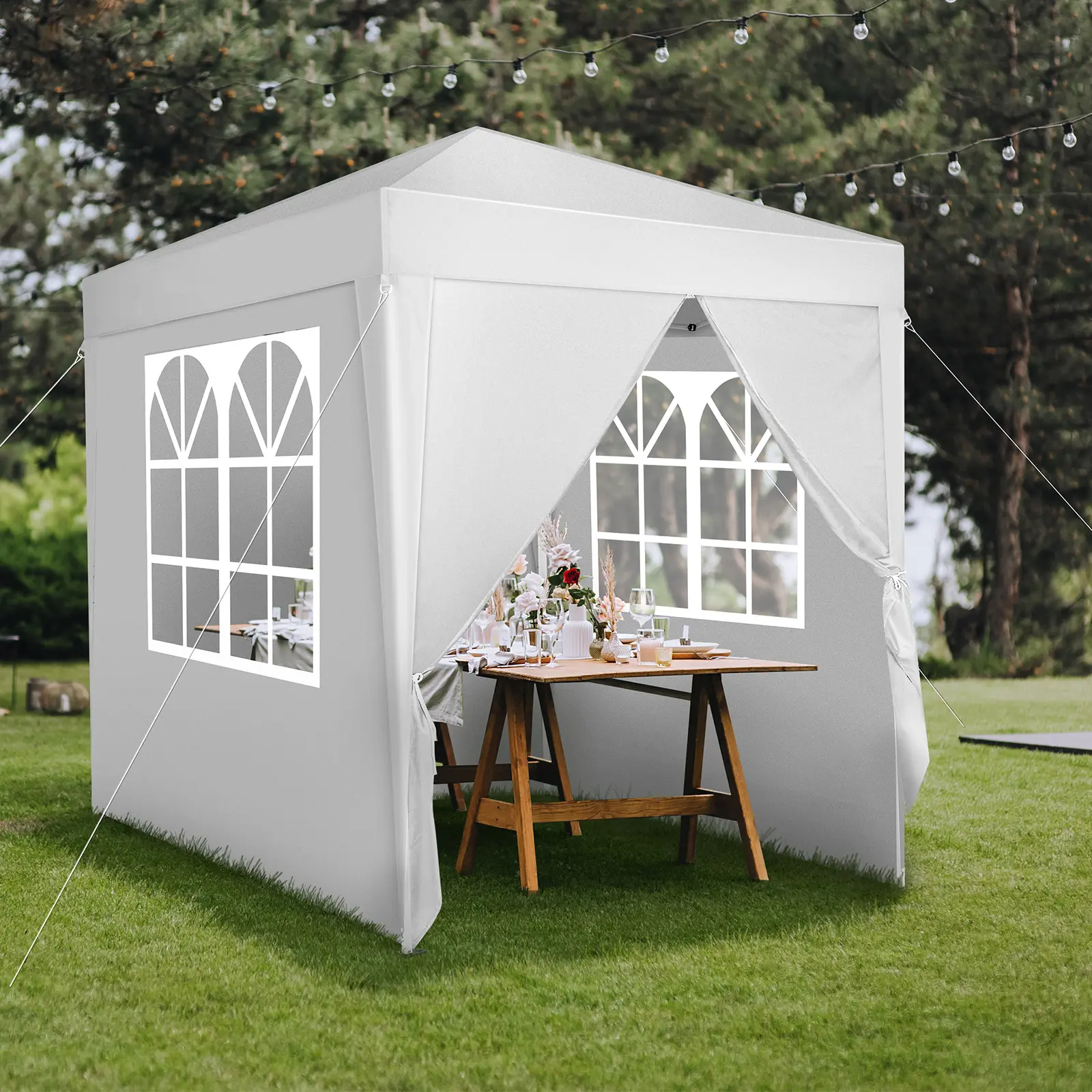 Portable Foldable 6.5x6.5ft Instant Pop Up Gazebo Canopy Tent, Waterproof Outdoor Shade Shelter With Detachable Sidewalls & Clear Windows, Thumb Button Quick Setup Frame, Compact Carry Bag Included For Camping Picnic Vendor Booth