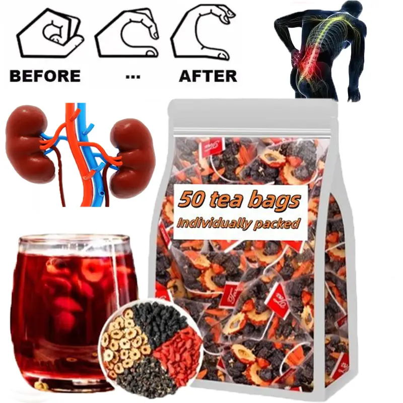 Organic Ginseng Kidney Cleanse Herbal Tea Bags - Sugar Free 5-Treasures Chinese Herbal Blend with Jujube & Goji Berry, Beverage for Adults, Low Calorie, Saturated Fat Free, 18-Month Shelf Life, Supports Healthy Lifestyle, Ideal for Cupboard Storage