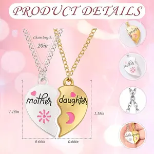 Women's Elegant Heart Charm Pendant Necklaces, 2 Counts/set Fashion Matching Necklaces for Mother & Daughter for Party, Daily Decor, Trendy All-match Exquisite Jewelry As Birthday Gift, Personalized Gifts for Her, Love Heart Necklace