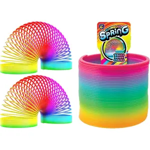 Big Magic Rainbow Color Spring Pack (2 Units) Original Plastic Spring Fidget Toy Kids Coil Toy for Girls & Boys Colorful Neon Color Sensory Vintage Toys 1702-2A
