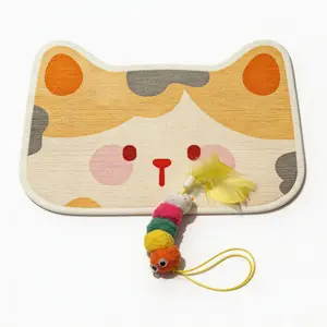 Cute Peel & Stick Cat Scratch Pad, Anti-Scratching Solution, No Shedding, Suitable for Sofa & Wall, Includes Free Cat Toy scratchpad