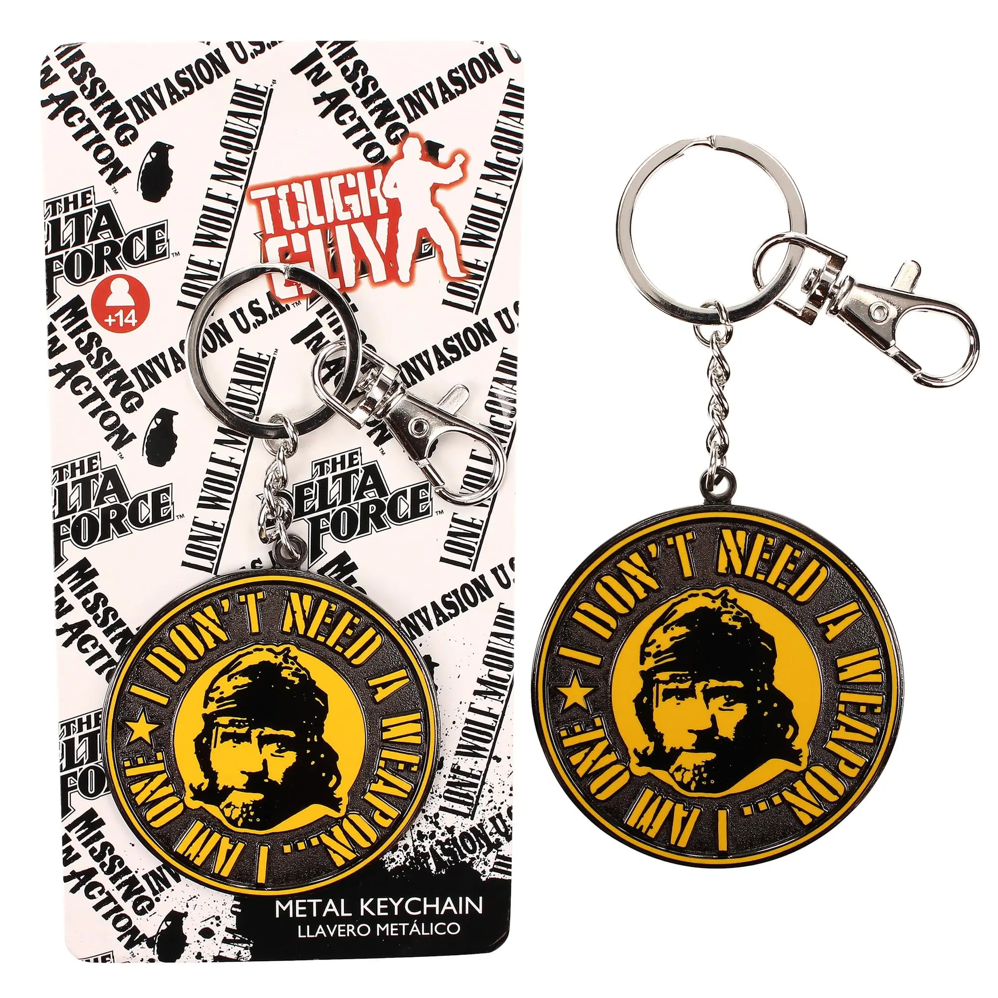 Invasion U.S.A Chuck Norris "I Don't Need A Weapon" 2-Inch Metal Keychain, Bold Look, Metal Keyring