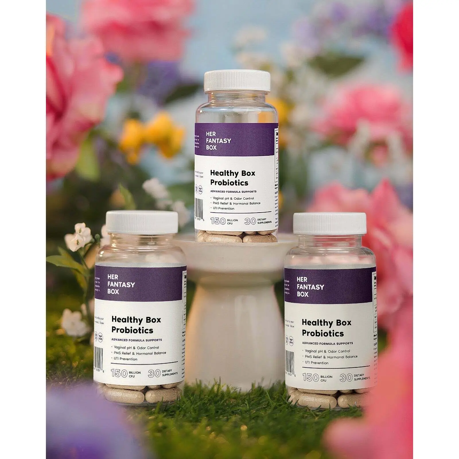 Her Fantasy Box Probiotics - 3 Pack for pH, Odor, Pms Relief & Uti Prevention Healthcare Edible Fitness Dietary