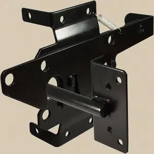 Heavy Duty Automatic Gate Latch, Self-Locking Steel Lock for Wood/PVC Fence, Secure Pool Yard Garden Gate Hardware, Post Mount Gravity Lever with Fasteners, Durable Weatherproof Black Finish