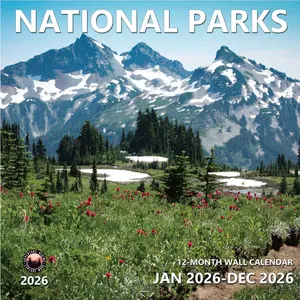 2026 Wall Calendar 12 Month, National Parks Large Wall Calendar 2026 from January to December 2026, Thick & Sturdy Glossy Paper for  & Office Monthly Organization & , 12"x 24"Open