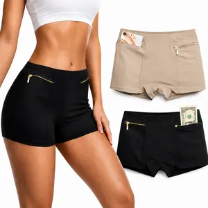 Women's Basic Cotton Sports Underwear - 2pcs Lady's Anti-Pickpocket Travel Boxers with Secret Pocket, Soft Breathable Shorts (2/4 Packs Available)