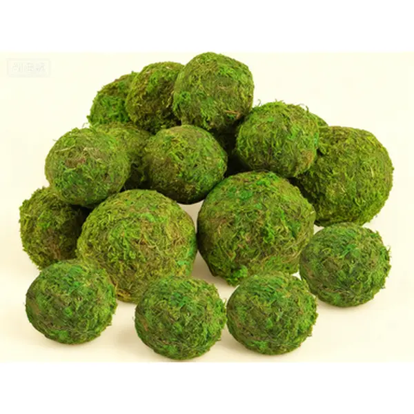 Handmade Faux Moss Decor Set - 18-Piece Artificial Green Moss Balls - 6 Large 3.1 Inch and 12 Small 2.2 Inch Mossy Spheres - Dried Moss Arrangement for Vase Fillers and Bowl Displays - Home Wedding Party Chinoiserie Style Decoration