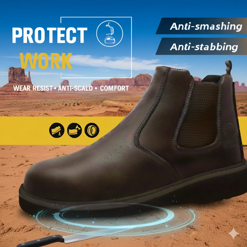 Durable and Breathable Mens Steel Toe Work Shoes Smash Proof Puncture Proof Non Slip Heavy Duty Performance Safety Footwear for Industrial Construction