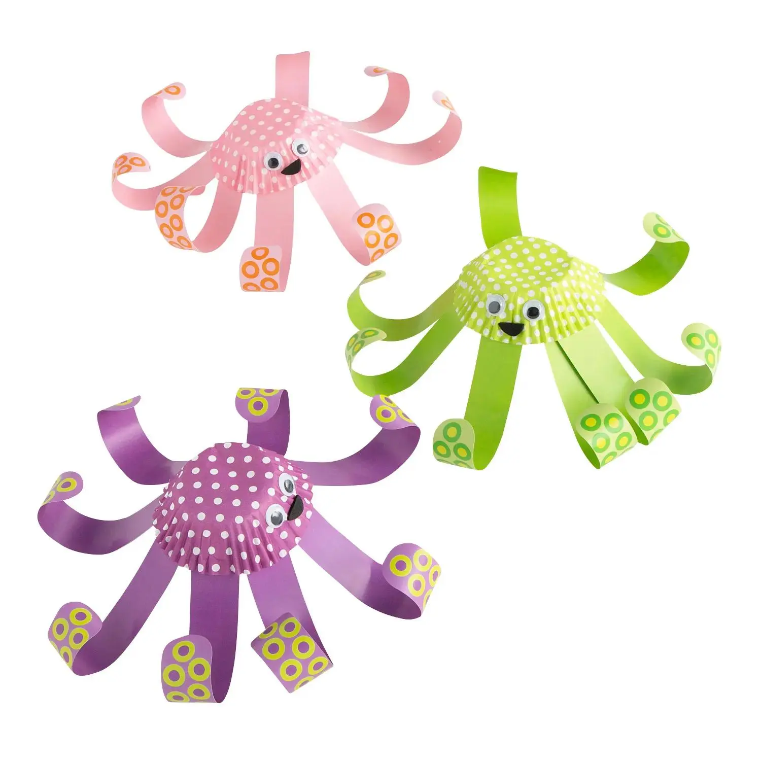 7 1/2" x 4 1/2" Multicolor Cupcake Liner Octopus Craft Kit – Makes 12