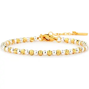 Mixed Metal Bracelet, Beaded Bracelets for Women, Two Tone Bracelets for Women, Silver and Gold Plated Stackable Bracelet, Mixed Metal Jewelry, Gifts for Her