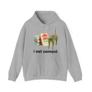 I Eat Cement Cursed Cat Funny Meme Ironic Colorful Tee, Thoughtful and Fun T-Shirt