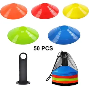 Soccer Cones (Set of 50), Agility Training Disc Cone with Carry Bag and Holder for Drilling Football Basketball Sports Field Markers