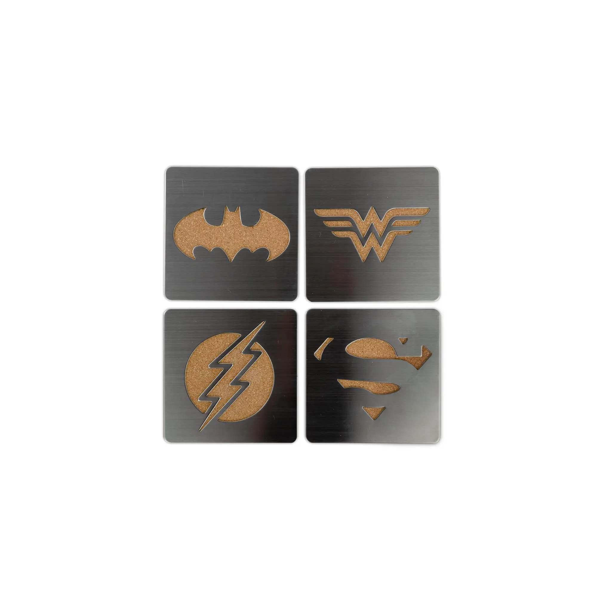 DC Comics Laser-Cut Superhero Logo Coaster Set | Batman | Superman | Wonder Woman | Flash