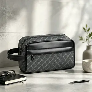 Men’s large-capacity phone bag — handheld clutch/pouch, wrist pouch, shoulder tote, underarm bag; wallet included; suitable for travel, commuting, shopping, and school; minimalist geometric print, trendy casual style.