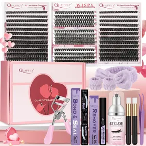 Eyelash Extensions Kit, 1 Box Individual False Eyelashes Diy Lash Cluster with Eyelash Glue & Remover & Tweezers & Brushes & Eyelash Curler & More, Professional Eye Enhancement Tools, Makeup