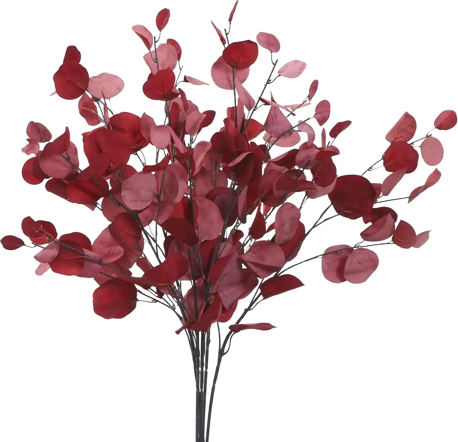 3 PCS Artificial Eucalyptus Stems Long 32" Fake Eucalyptus Leaves Branches for Vase Home Wedding Party Decorations, Red