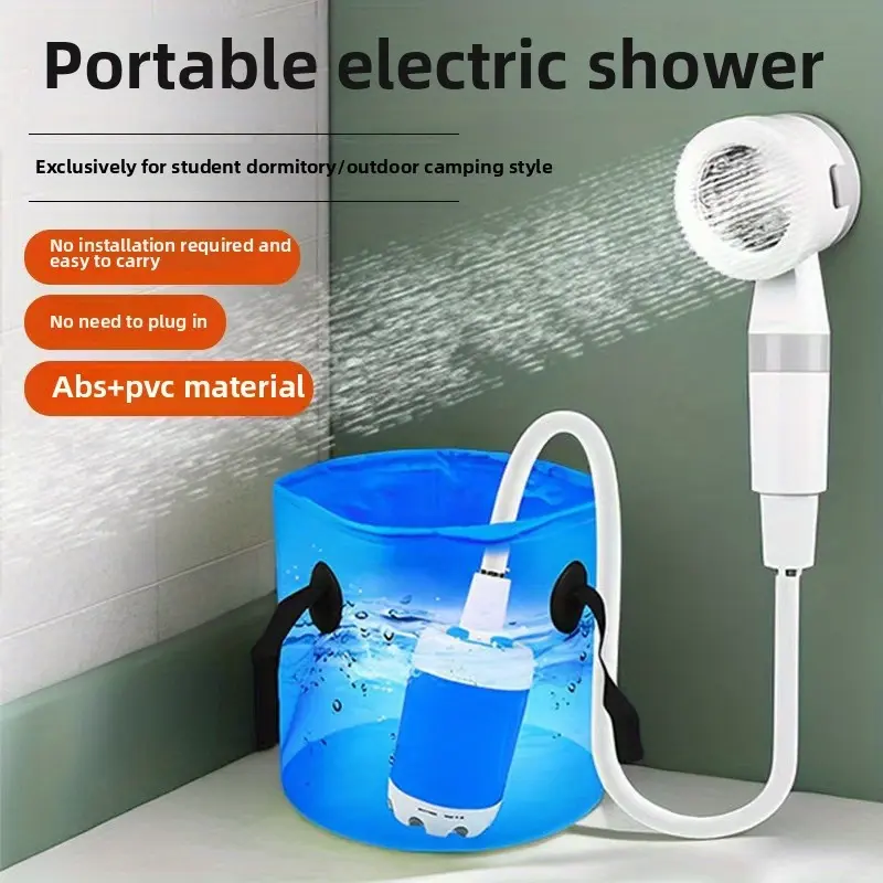 Portable Camping Shower |     USB Rechargeable Battery Powered Outdoor Shower, Durable ABS Lightweight Cylindrical Design w/ Carry Handle for Beach Hiking Camping RV, Ideal for Christmas Thanksgiving Shower Pump Convenience