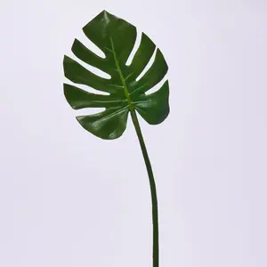 Lifelike Green Philodendron Monstera Leaf Single Stem Tropical Spray - 29"