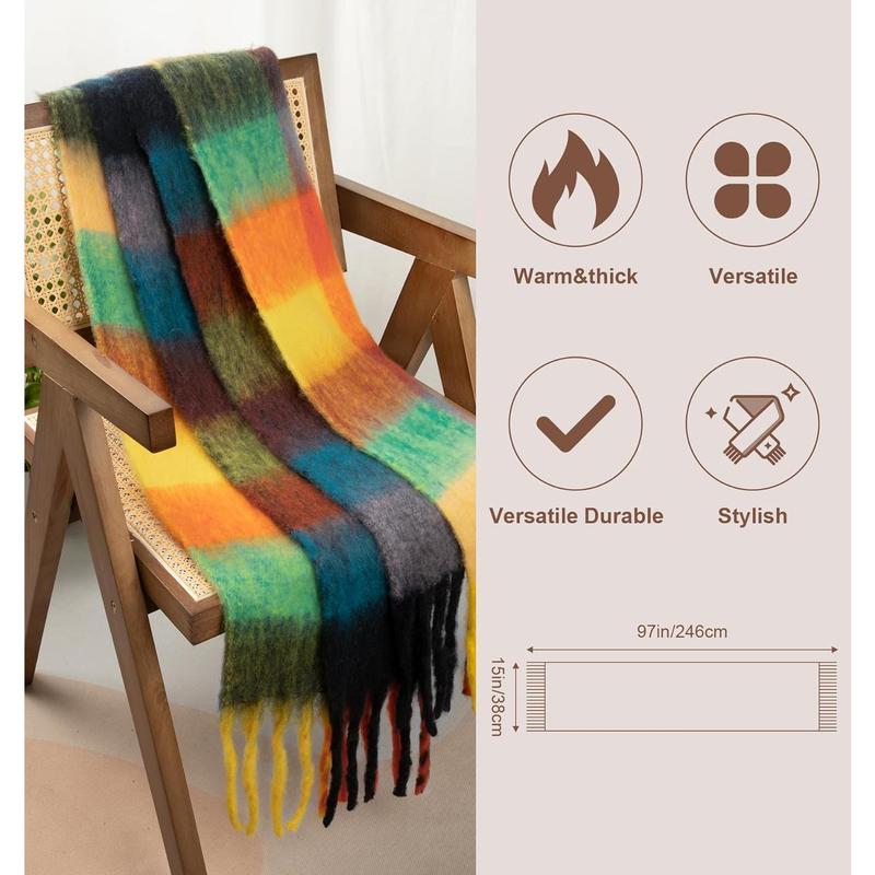 Womens Winter Scarf Chunky Plaid Thick Blanket Scarf Big Coloured Warm Shawl Wrap Womens Winter Scarf Chunky Plaid Thick Blanket Scarf Big Coloured Warm Shawl Wrap