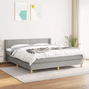 Box Spring Bed with Mattress Light Gray Queen Fabric