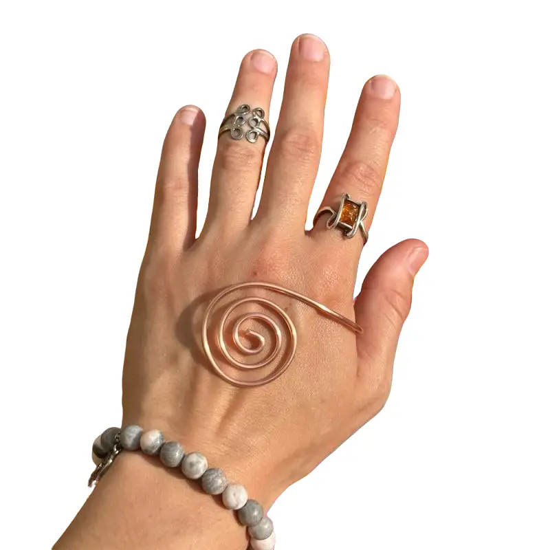 Copper Spiral Hand Rings - Handmade Reiki & Crystal Amplifier for Meditation, Manifestation and Energy Healing