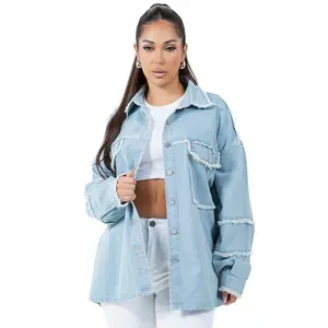 WOMEN FASHION OVERSIZE DENIM SHIRT