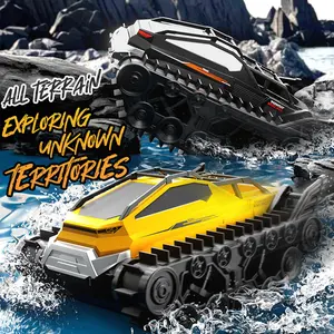 Amphibious 2.4GHz Remote Control Tank Waterproof All Terrain RC Stunt Car Electric Crawler Vehicle Toy Toddlers Boys Girls Birthday Gift