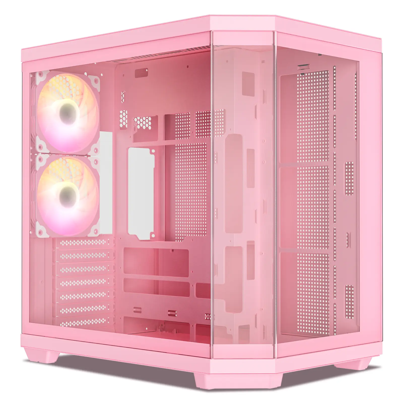 Vetroo CT3 ATX Mid-Tower Gaming Computer PC Case, Dual Chamber Panoramic Tempered Glass, Supports 360mm Radiator & 11 Fans, Up to 410mm GPU, Type-C Ready, High-Airflow for 50 Series GPUs