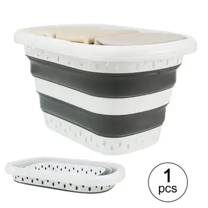 16Gallon Medium Collapsible Plastic Laundry Basket with Handles, Foldable Laundry Basket Hamper, Pop Up Storage Container Organizer for Washing Storage, Measures 16.5 x 11.8 x 14 In(Gray)