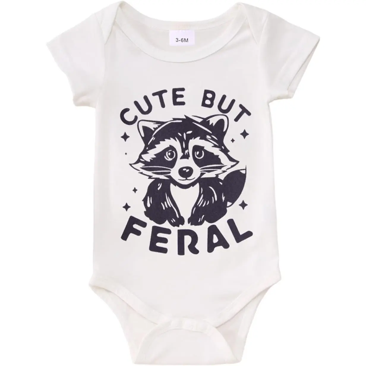 Infant Girl Boy Bodysuit Cute But Feral Raccoon Graphic Onesie Newborn Baby Animal Print Short Sleeve Romper Tops