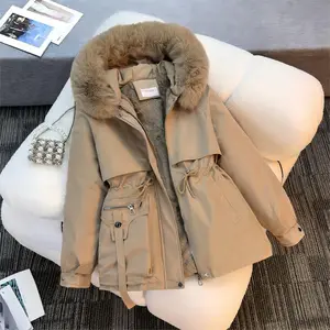 Women's winter new fashionable waist cotton coat pie overcomes wrinkles and adds thick layer cotton coatRAIMENTRY