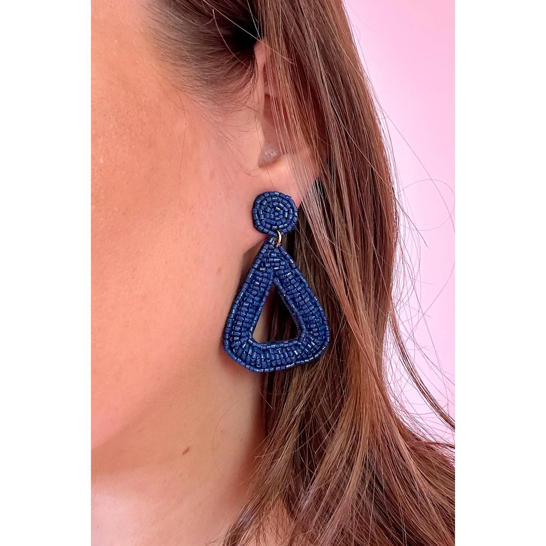 Beaded Statement Triangle Earrings