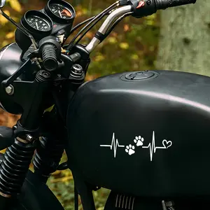 1PC Street Pet Light Cool Style Sticker (for motorcycle body) For motorcycle body/skateboards/pet-style backpacks "ECG Paw Print Heart" design, with street warm healing pet trendy vibe Decor sticker + motorcycle cool-style street goods