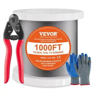 【Father's Day】VEVOR T316 Stainless Steel Cable 1/8" 7x7 Steel Wire Rope 1000 ft Cable Railing
