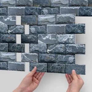 10/20PCS/Box AST-G American Vintage Dark Grey Slate Peel and Stick Tile, PE Thickened Matte Waterproof Oil-Proof Removable Wall Sticker for Kitchen Bathroom Ceiling