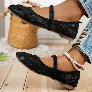 Coquette Mary Jane Lace Flats for Women Soft Ballet Shoes Cute Comfortable Flats Daily Casual Outfit Shoes
