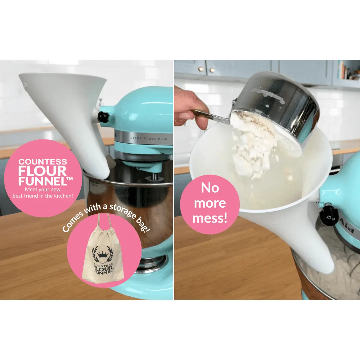 Countess Flour Funnel™ - Stand Mixer Attachment Countess Flour Funnel™ - Stand Mixer Attachment