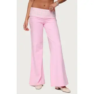 Edikted Women's Meshey Striped Fold Over Pants