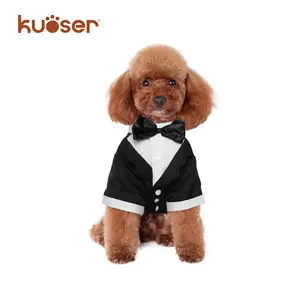 Kuoser Dog Tuxedo, Dog Wedding Suit with Bow Tie Formal Dog Tux Pet Wedding Party Birthday Costume, Dog Valentines Christmas Halloween Graduation Outfit Cosplay