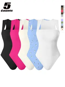 Women's Yoga Jumpsuit, Waist Cinching Elastic Shapewear, Sexy Butt Lifting Sportswear, Knit No Bra, Ribbed Crotch Buckle, Multi-Pack