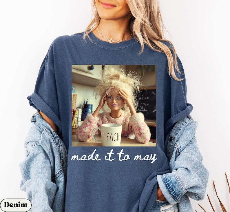 Comfort Colors Last Day of School Teacher Doll Face Meme Shirt, Funny End of Year Graphic Tee, “Made It to May” Summer Break T-Shirt for Teachers Comfort Colors Last Day of School Teacher Doll Face Meme Shirt, Funny End of Year Graphic Tee, “Made It to May” Summer Break T-Shirt for Teachers