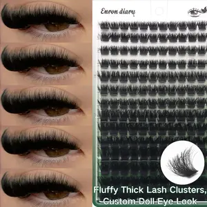 Thick Fluffy Individual Cluster Eyelashes, Individual False Eyelashes, Mixed 10-18mm Multi-length Lash Clusters, Soft Band, Beginner Friendly Easy DIY Lash Extensions, Reusable Long Lasting Curly Dramatic Doll Eye Makeup