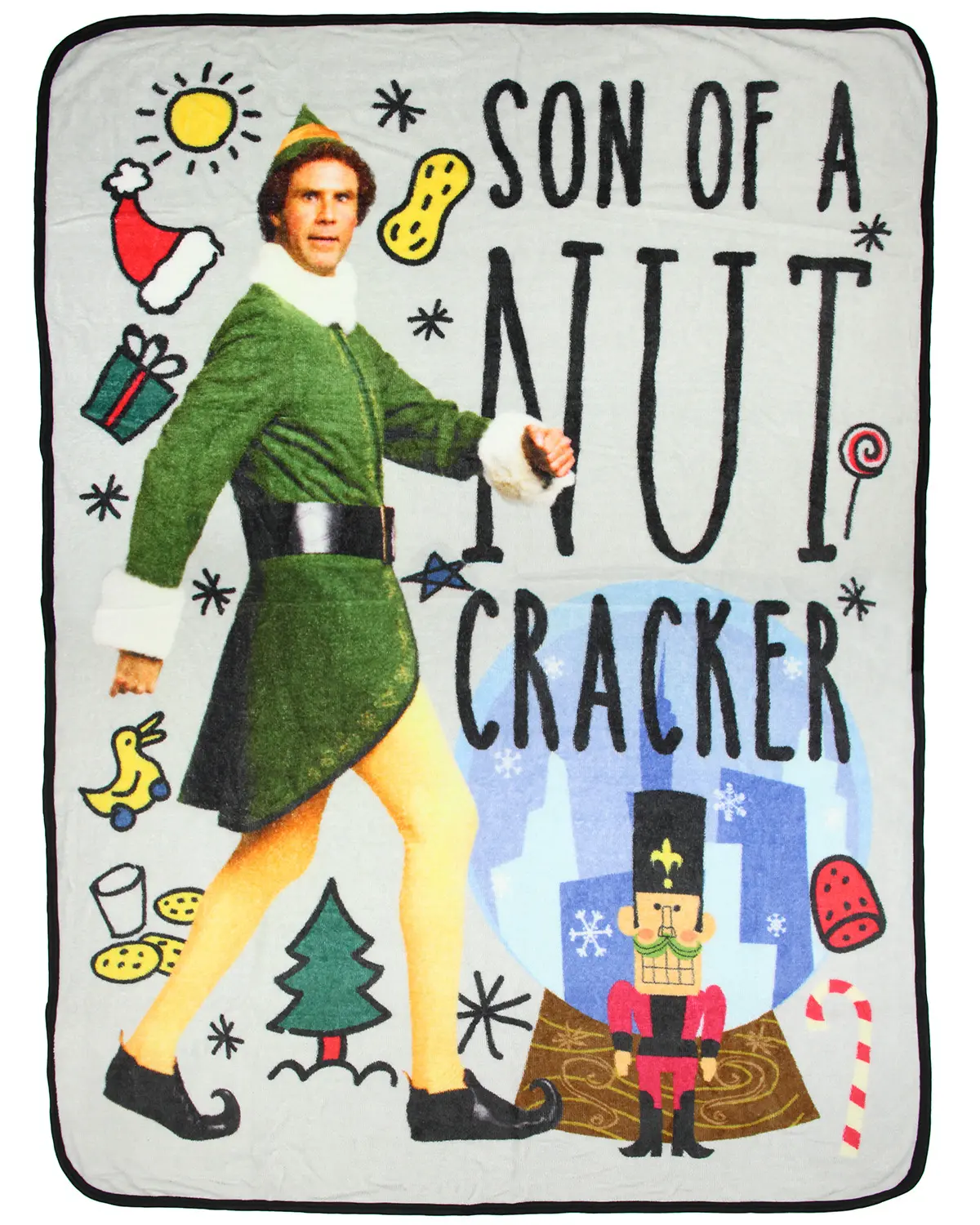 Elf Movie Son of A Nutcracker Buddy the Elf Micro Raschel Throw Blanket 46"x60" (116cm x 152cm)