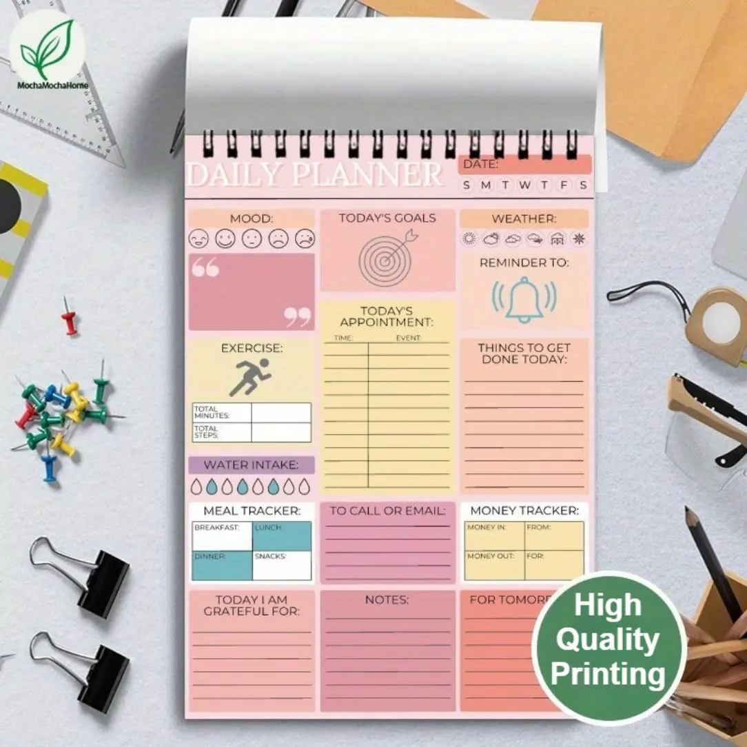 1 Pack, Daily Planner, Schedule Planner, To-Do Notebook: Undated with Functional Sections, Spiral-bound, Task List Organizer Calendar, Work Notes and To-Do Organizer Productivity Planner 5.5x8.3inch